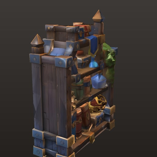 Stylized Fantasy MOBA · Bookshelf Wall — Prop