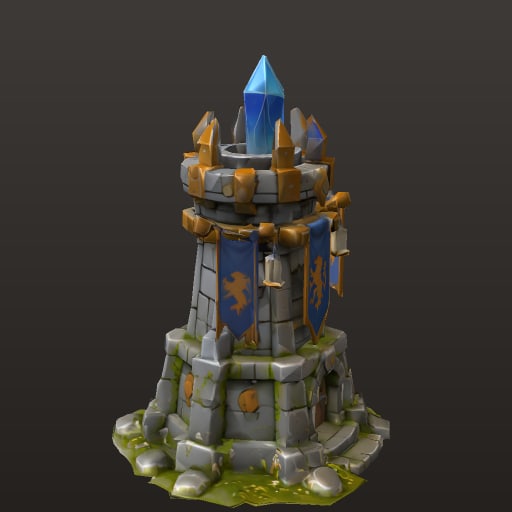 Stylized Fantasy MOBA · Blue Defense Tower — Prop