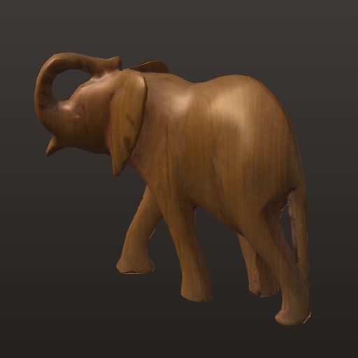 Carved Wooden Elephant · model 2k — Prop
