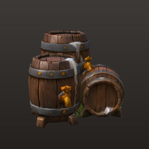 Stylized Fantasy MOBA · Ale Barrel Cluster — Prop
